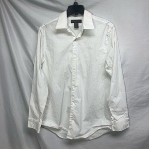 Banana Republic Mens Button Front Shirt White Long Sleeve Stretch L